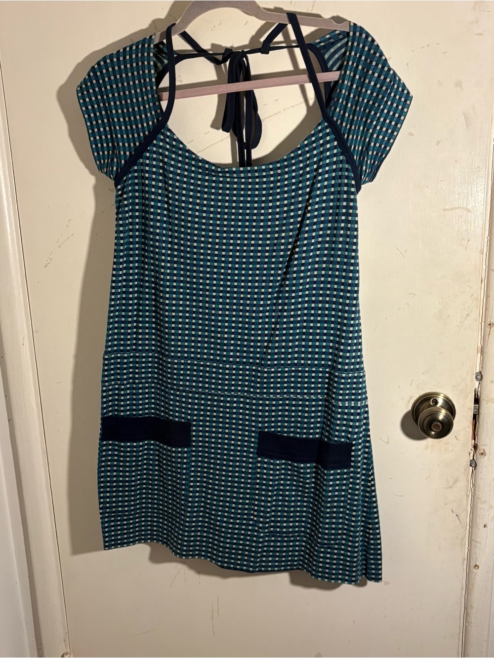 Marc by Marc Jacobs Abstract Checkered Print Knit Mini Dress with Ooen Bavk